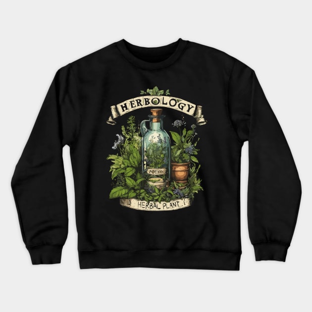 Herbology Vintage Herbs Crewneck Sweatshirt by Ray Crimson